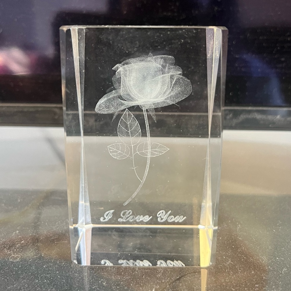 Glass rose “I Love You”